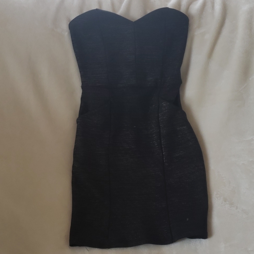 Forever 21 Strapless sexy blk/silver mini dress